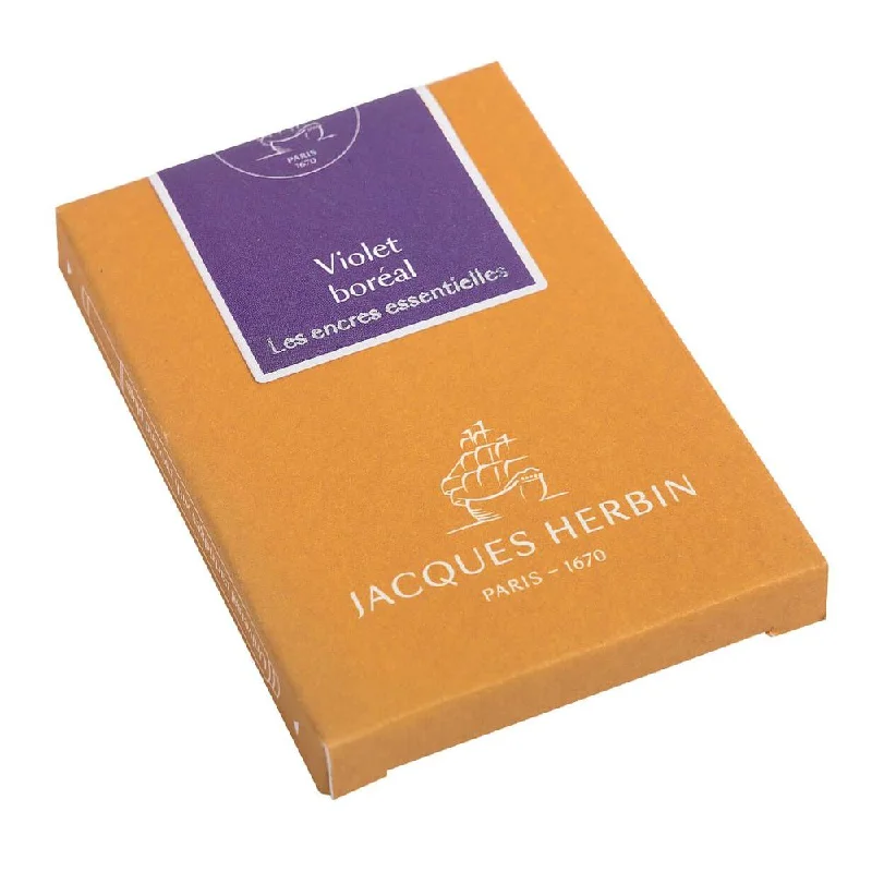 Water - soluble crayons for unique mixed - media art​ Jacques Herbin Essentielles Ink Cartridge (Violet Boréal - Pack of 7) 11073JT