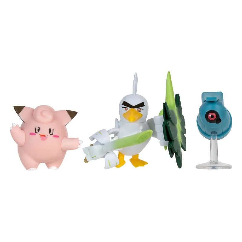 Sonic the Hedgehog Action Figures with Speed - Inspired Designs​ Pokémon Battle Figure Set 3-Pack Clefairy, Beldum, Sirfetch'd 5 cm