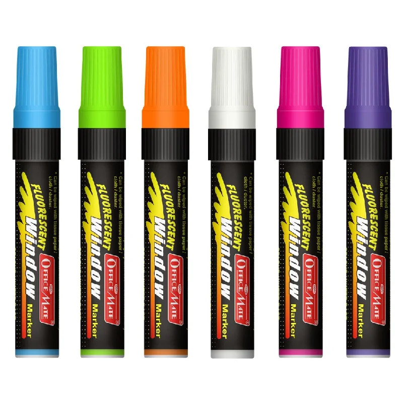 Painting and handicraft supplies for space - themed projects​ Soni Officemate Jumbo Fluorescent Window Markers (Pack of 6)