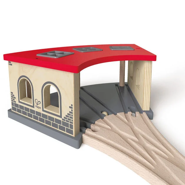 Wooden sensory toys for tactile exploration​ Big Engine Shed Hape