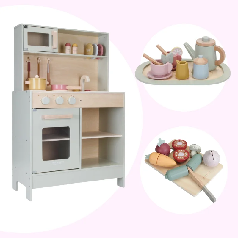Educational wooden toys for toddlers' cognitive development​ Play Kitchen Bundle 3pc Play Set Vegetables
