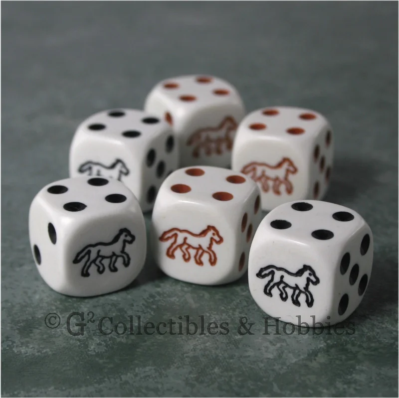 Musical plush toys that play different tunes​ Horse 6pc Dice Set - Brown & Black Horse